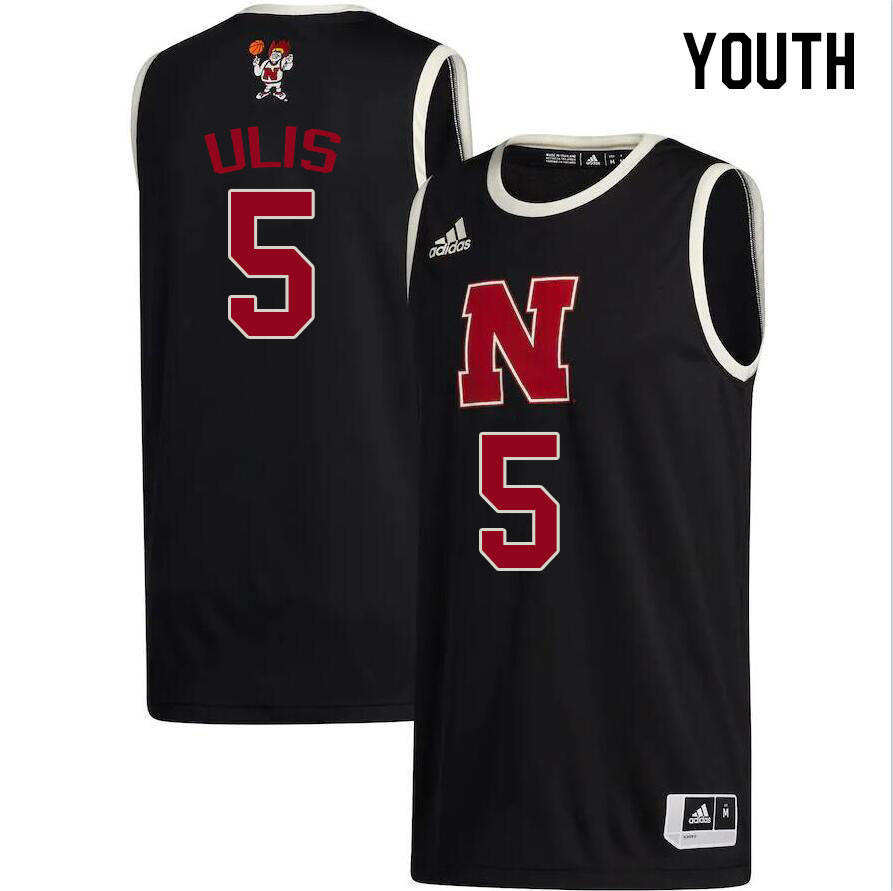 Youth #5 Ahron Ulis Nebraska Cornhuskers College Basketball Jerseys Stitched Sale-Black - Click Image to Close